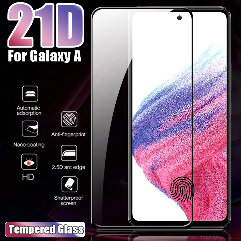 Temperli Cam Samsung Galaxy S21FE S20FE A53 A52 A51 A50 Ekran Koruyucu A72 A71 A70 A80 A90 A40 A32 4G 5G 21D Tam Kapak