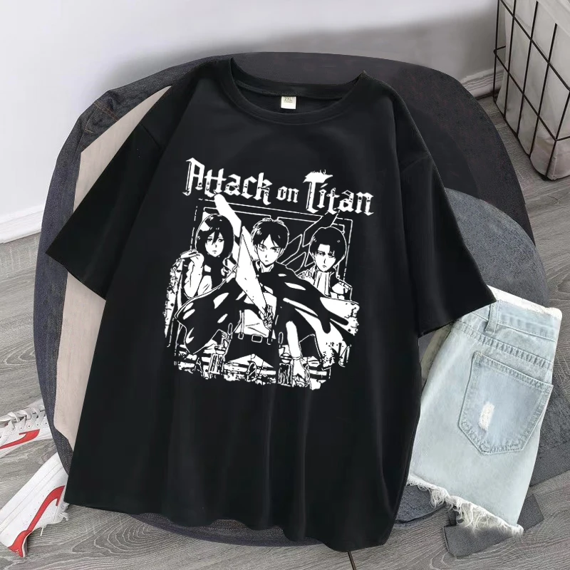 Titan OTOMATİK Kadın T Shirt Anime Ackerman Levi kısa kollu tişört Kadın Anime Streetwear Unisex Giyim Tops y2k