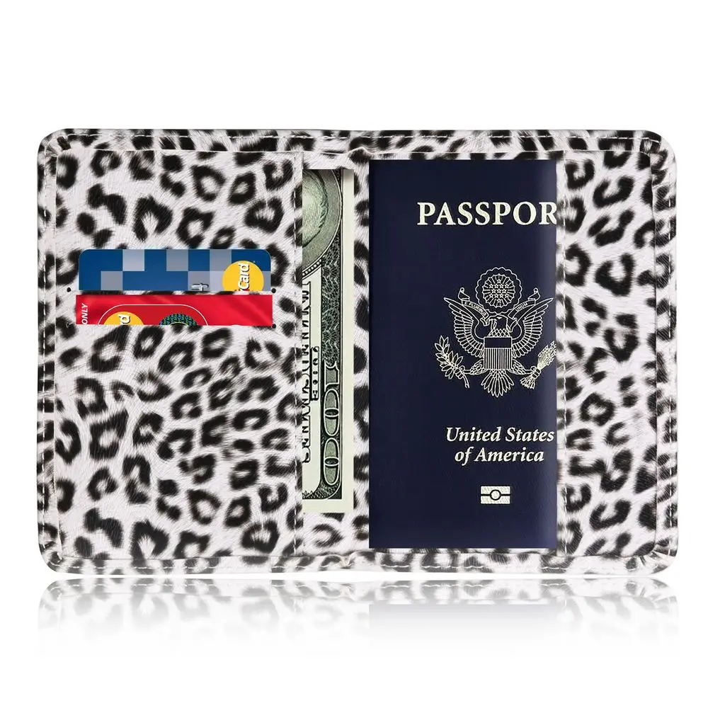 TOURSUİT kadın Seyahat Deri Vahşi Leopar Tasarım Pasaport Kapağı Tutucu Kart Durumda Cüzdan