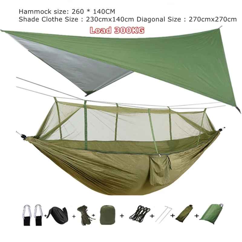 Ultralight Taşınabilir Kamp Hamak ve Çadır Tente 210T Büyük Kaplama Yağmur Sinek Tarp Su Geçirmez Cibinlik Hamak Gölgelik Setleri