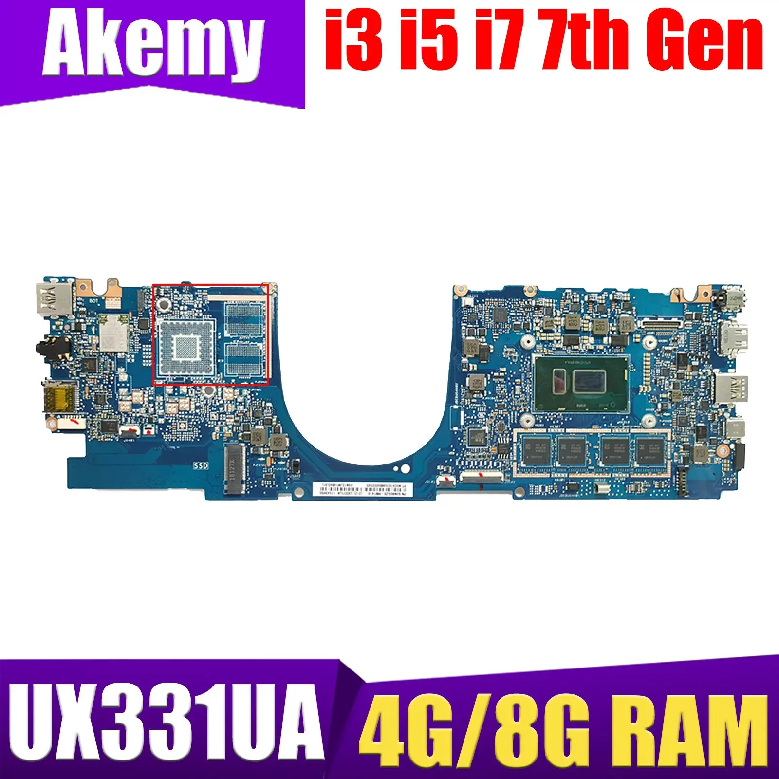 UX331UA 4GB 8GB RAM I3-7th Gen I5-7th Gen I7-7th Gen Anakart ASUS için UX331UA UX331UN UX331UQ UX331U UX331 Laptop Anakart