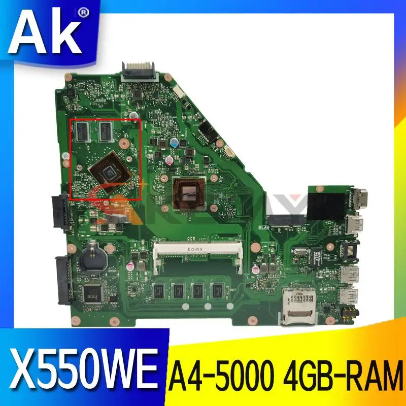 X550WE Asus X550W X550WE X550W X550EP D552W X552WE Laptop Anakart A4-5000 CPU 4GB-RAM %100 % Test Edilmiş