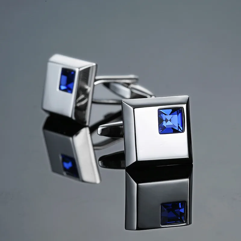 XK670 Lüks marka Kol Düğmeleri Mavi Kristal Kol Düğmeleri moda erkek giyim aksesuarları satan üreticiler
