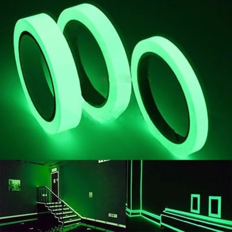 Yansıtıcı PET Glow koyu yeşil ışık acil hatları güvenlik ev dekorasyonu PVC bant gece görüş uyarı bandı