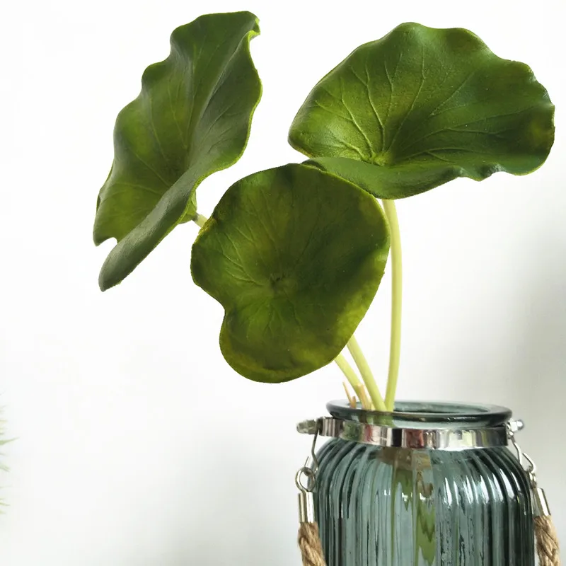 Yapay Küçük Lotus Yaprağı Demet PU Yeşil Masaüstü Sahte Bitkiler Çiçek Düzenleme Malzemesi Peyzaj Balkon Ev Dekor Sahne