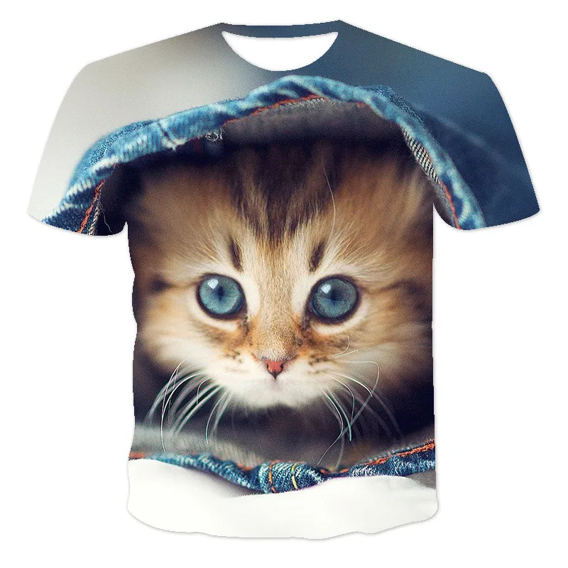 Yaz 3D baskı Kawaii Kedi Erkekler Ve Kadınlar Satış O-boyun kısa kollu t-Shirt Moda Rahat Rahat Büyük Boy T-Shirt