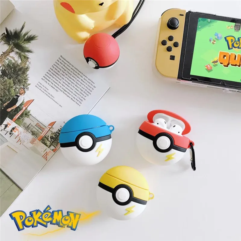 Yeni Airpods Koruyucu Kapak Pokemon Pokeball Airpods için Uygun Pro kulaklık kılıfı iPhone kablosuz bluetooth Kulaklık Kutusu