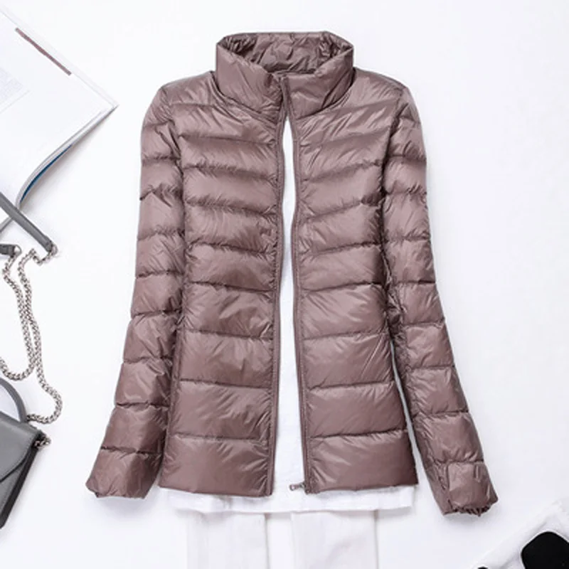 Yeni Kadın İnce Aşağı Ceket Beyaz Ördek Aşağı Ultralight Stand-up Yaka Ceketler Sonbahar Ve Kış Sıcak Palto Taşınabilir Dış Giyim