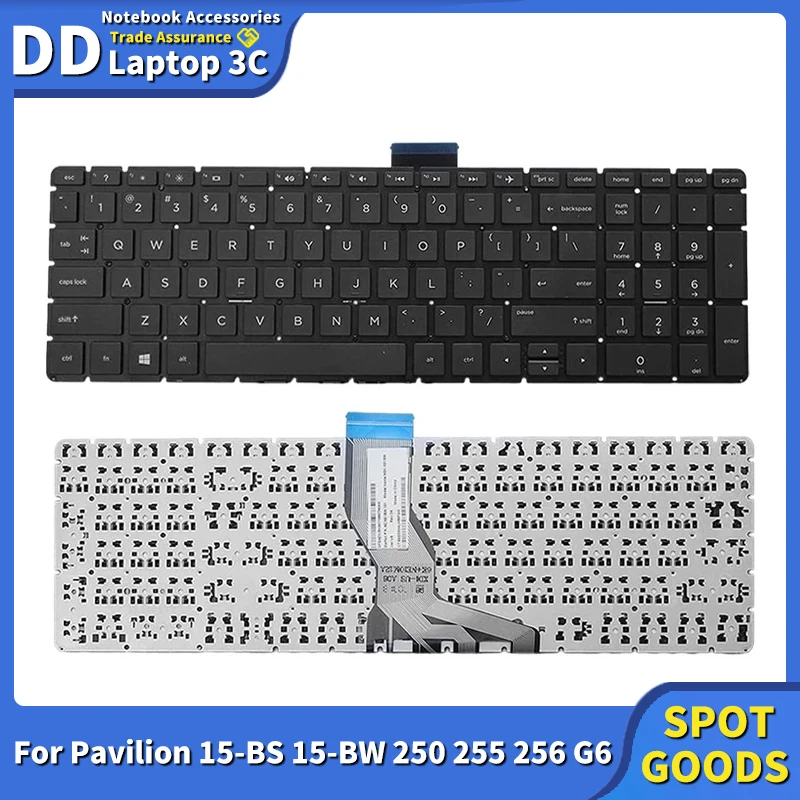 Yeni Klavye Hp Pavilion 15-BS 15-BW 15-DY 15-DW 15-CS 15-CC 250 255 256 G6 Serisi Laptop Klavye Değiştirin Siyah ABD Düzeni