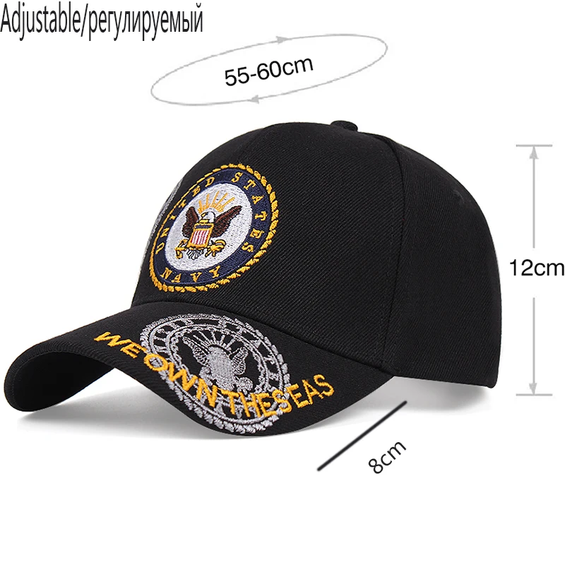 Yeni moda ABD DONANMASI Taktik Kap Stereo İşlemeli erkek beyzbol şapkası Açık Vizör kadın Kap hip hop şapka