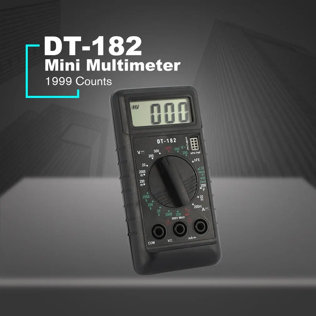 YENİ DT-182 Dijital Mini Multimetre DC / AC Gerilim Akım Ölçer El Cep Voltmetre Ampermetre Diyot Triyot Test Cihazı Multimetre