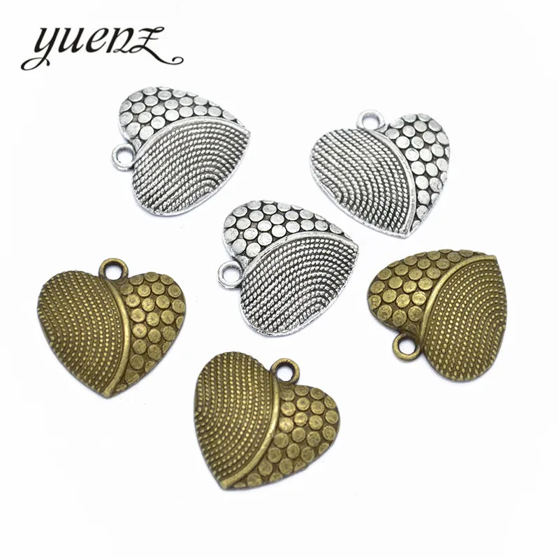 YuenZ 10 adet Antik gümüş renk Kalp şeklinde Charms Kolye Boncuk DIY Takı Yapımı Kolye Küpe Aksesuarları 20 * 20mm A107