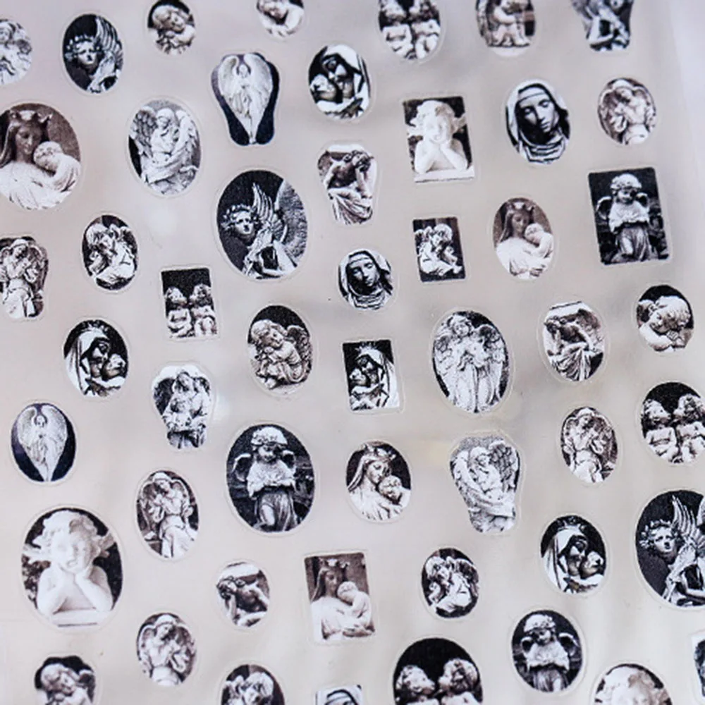 Zarif Melek Yağlıboya Kaymak çıkartma Tırnak Sanat Dekorasyon DIY Nail Art Manikür Aksesuarları 5D Kazınmış Tırnak Sticker