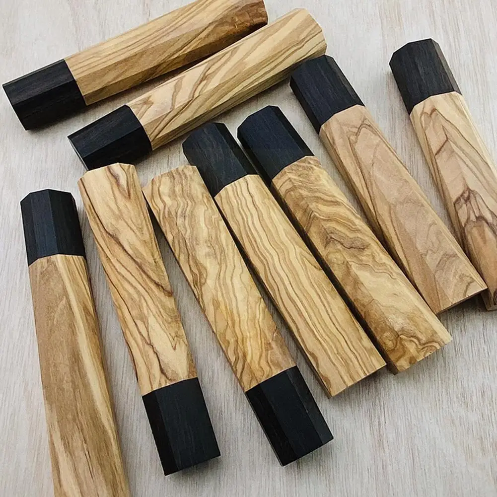 Zeytin Ahşap Siyah Sandal Ağacı Abanoz bıçak sapı Sekizgen DIY Bıçak Yarı mamul El Sanatları Şam Mutfak bıçak sapı Malzeme