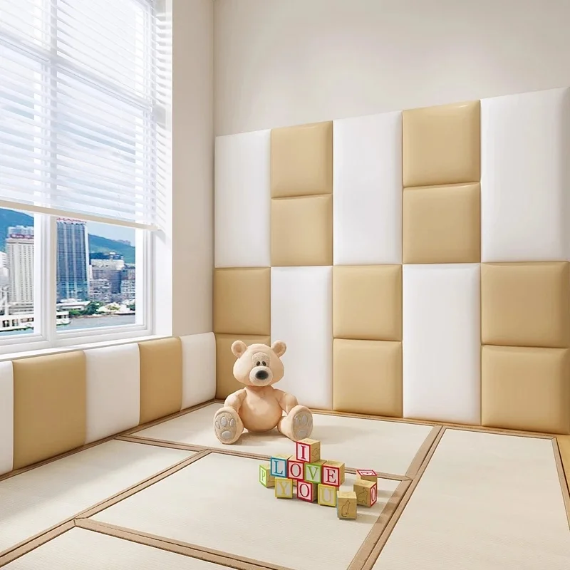 Çocuk Odası Duvar Sticker Başlık Döşemeli Duvarlar Arka Plan Bebek 3D Anti Çarpışma Nefes Mat Yapışkanlı Arka Duvar