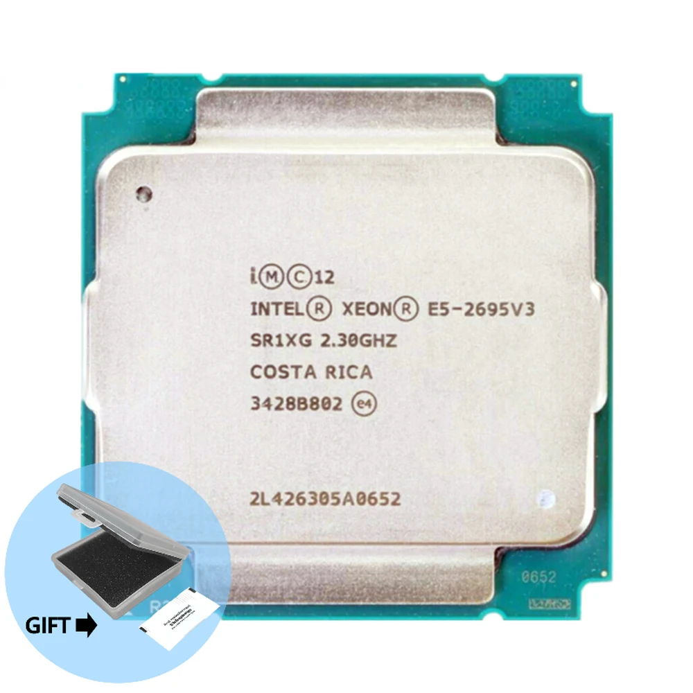 Ücretsiz kargo E5 2695 V3 Orijinal Intel Xeon SR1XG E5-2695V3 2.3 GHZ 35 M 14 ÇEKİRDEK E5-2695 V3 LGA2011-3 120 W İşlemci E5 2695V3