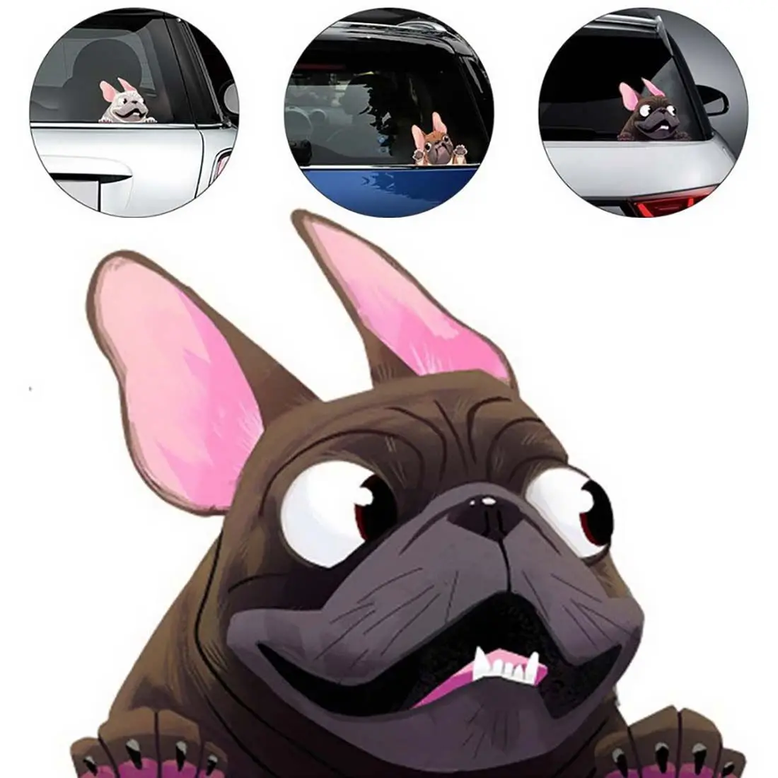 Üç Boyutlu Simülasyon Fransız Bulldog Araba Çıkartmaları 3D Üç Boyutlu Pet Köpek Hayvan Karikatür Çıkartmalar Su Geçirmez